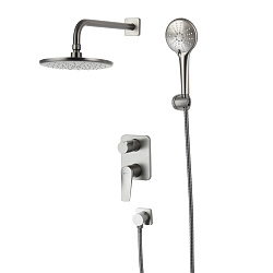 Встраиваемый смеситель с верхним душем Ø22,6 см, лейка 3 режима Ø11 см, латунь/графит