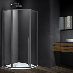 Душевой уголок Penta VSP-3P100CLGM, 1000*1000, вороненая сталь, стекло прозрачное, , шт