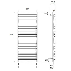Полотенцесушитель водяной Point Нептун премиум PN09150S П15 500x1000, хром