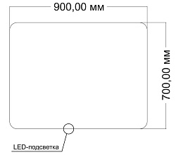 Зеркало LED VLM-3BE900-2 900х800 c сенсорным выключателем и диммером, антизапотевание, , шт