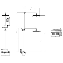 Душевая термостатическая система с верхним душем Ø22,8 см и поворотным изливом, регулируемая высота