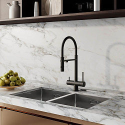 Смеситель для кухни с фильтром и гибким изливом, черный матовый, Ace, IDDIS, ACEBLFFi05