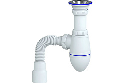 M222 Сифон для тюльпана, умывальника  прикручивающийся выпуск 1 1/4" (Ø 32)  винт 6х85  нержавеющая