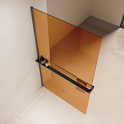 Душевая перегородка Walk-In VSW-1HR900GSGM, 900*2000, вороненая сталь, стекло янтарь, , шт