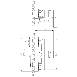 Смеситель для душа, латунь/хром, RS50-42