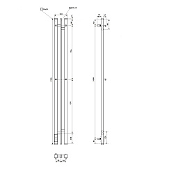 Полотенцесушитель электрический Point Фрея PN20712GB П2 100x1200 диммер слева, графит блеск