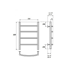 Полотенцесушитель водяной Point Афина PN04156BR П4 500x600, бронза
