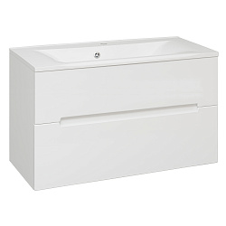 Тумба /2 ящ/подвесная/белый/раковина Прима (100см) Olivia/AQUA DE MARCO