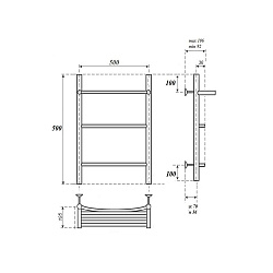 Полотенцесушитель водяной Point Афина PN04155P П2 500x500 с полкой, хром