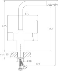 Смеситель для кухни с подключением фильтра, нержавеющая сталь, сталь HB70088-5 