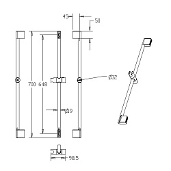 Душевая стойка, 70 см, с мыльницей, 080, Milardo, 0807000M17