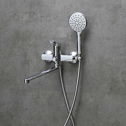 ORTUS Смеситель универсальный с плоским изливом 35 см, кнопочный переключатель, латунь/хром,LM11351C