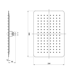 Лейка душевая верхняя, прямоугольная, 30х20см, нерж. сталь