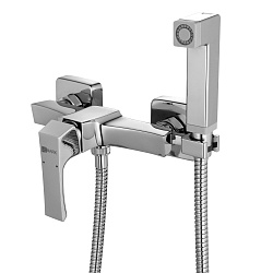 Смеситель настенный с гигиеническим душем, латунь/хром