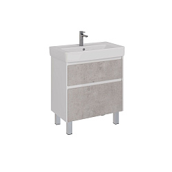 Тумба Lemark COMBI 80 см под 1 раковину, подвесная/напольная, 2 ящика, цвет фасада: Бетон, цвет корп