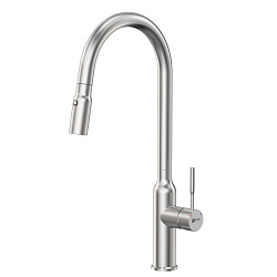 EXPERT Смеситель для кухни с вытяжным изливом, 2-х режимный аэратор, нерж. сталь