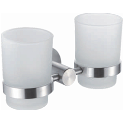 Держатель стакана , двойной, матовое стекло, нержавеющая сталь HB8308