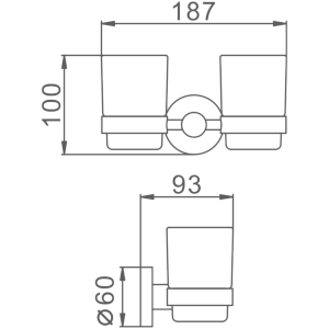 Держатель стакана , двойной, матовое стекло, нержавеющая сталь HB8308