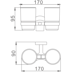 Держатель стакана , двойной, матовое стекло, черный HB8708