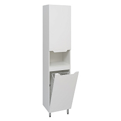 Шкаф-пенал/лев/белый/напольный/с корзиной д/белья Viktoria/AQUA DE MARCO