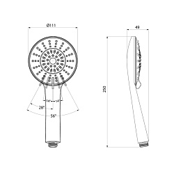 Лейка для душа, черная матовая, 5F, Ideal Spa, Milardo, ILS5FBRM18