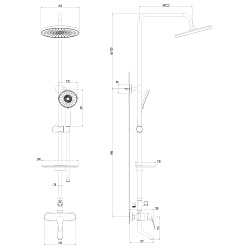 Душевая система с тропическим душем и поворотным изливом, хром