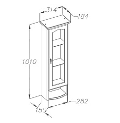 Шкаф Opadiris Риспекто подвесной, одностворчатый, цвет белый матовый, левый, с матовым стеклом