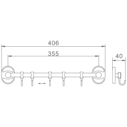 Крючок пятерной, хром HB1915-5