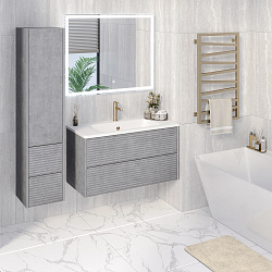 Шкаф-пенал/подвесной/дымчатый серый(35см) Parma /AQUA DE MARCO