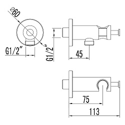 Подключение для душевого шланга, латунь/хром LM1185C