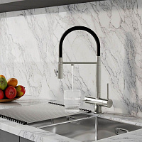 Смеситель для кухни с фильтром и гибким изливом, сатин, Ace, ID