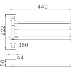 Держатель для полотенец, четверной поворотный 400 мм, хром HB8614
