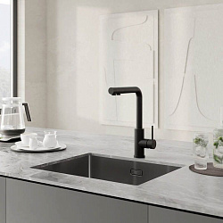 Смеситель для кухни с фильтром, черный матовый, Rule, IDDIS, RULBLLFi05