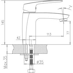 Смеситель для раковины, латунь, хром HB10183