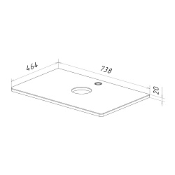Столешница MIANO 80 см под 1 раковину из стекла, цвет: Белый