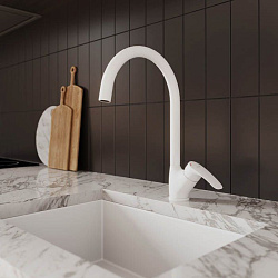 Смеситель для кухни, белый матовый, Rora, Milardo, RORWT0JM05