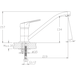 Смеситель для кухни, латунь, хром HB4816