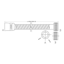 Шланг душевой растяжной от 1.5~2 м, нерж. сталь/хром, блистер