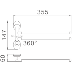 Держатель для полотенец, двойной, поворотный 400 мм, хром HB1612