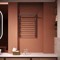 Aringa Римини полотенцесушитель водяной 50*80*50 с полкой. боковое подключение левое, хром