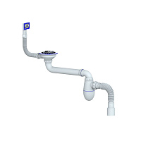 BC22 сифон для  мойки со смещением прикручивающийся выпуск 3 1/2" (Ø 40) прямоугольный перелив  чашк