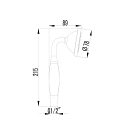 Лейка для душа, 1 режим, Ø7,8х21,5см, латунь/золото/керамика