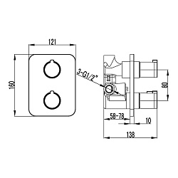 Встраиваемый термостатический смеситель для душа, на один выход, без аксессуаров, латунь/хром