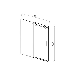 Душевая дверь Como-N VDS-4CN150CLB, 1500, черный, стекло прозрачное, , шт