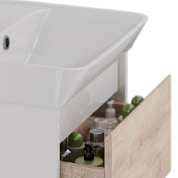 Тумба Lemark COMBI 60 см под 1 раковину, подвесная/напольная, 2 ящика, цвет фасада: Дуб кантри, цвет