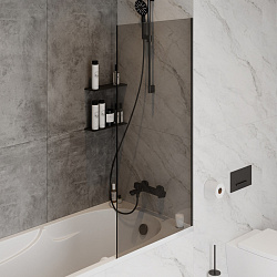 Corpa Nera Bertoni/Бертони Шторка на ванну 70х140,тонированное стекло,профиль- черный матовый