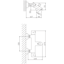 Смеситель для ванны, термостат, латунь, хром HB60809