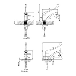 PROJECT Смеситель для раковины с локтевой рукояткой с поворотным изливом, латунь/хром