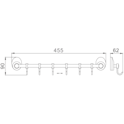 Крючок шестерной, хром HB1615-6