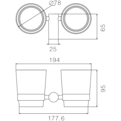 Держатель стакана , двойной, матовое стекло, черный HB8408-7